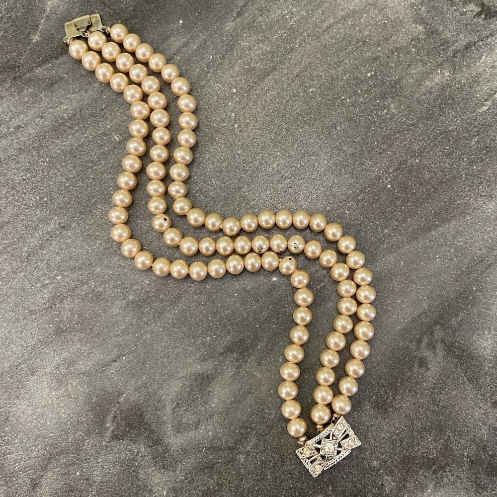 Vintage Art Deco Estate Gold Multi-Strand Pearl Bracelet